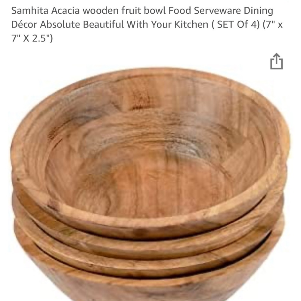 4 pc Acacia Wooden Bowl Set